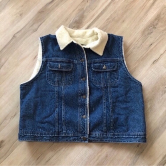 Vintage Jones Jeans Cream Sherpa Fleece Lined Vest - Picture 2 of 7